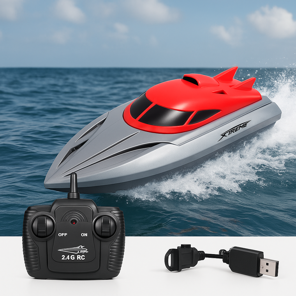 Ferngesteuertes Boot ab 8 Jahren | Speedboot mit 20 km/h, Doppelpropeller, Batterieanzeige bei niedrigem Stand | Spielzeugboot mit Fernbedienung