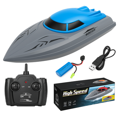 Ferngesteuertes Boot ab 8 Jahren | Speedboot mit 20 km/h, Doppelpropeller, Batterieanzeige bei niedrigem Stand | Spielzeugboot mit Fernbedienung