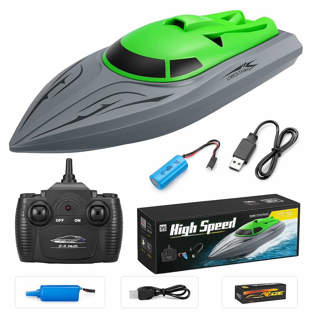 Ferngesteuertes Boot ab 8 Jahren | Speedboot mit 20 km/h, Doppelpropeller, Batterieanzeige bei niedrigem Stand | Spielzeugboot mit Fernbedienung