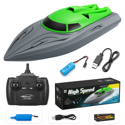 Ferngesteuertes Boot ab 8 Jahren | Speedboot mit 20 km/h, Doppelpropeller, Batterieanzeige bei niedrigem Stand | Spielzeugboot mit Fernbedienung