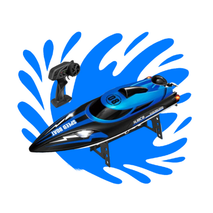 Ferngesteuertes Boot ab 8 Jahren | 25 km/h schnell, riesiger Spielspaß, Batterieanzeige bei niedrigem Stand | Action RC Boot für Kinder