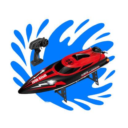 Ferngesteuertes Boot ab 8 Jahren | 25 km/h schnell, riesiger Spielspaß, Batterieanzeige bei niedrigem Stand | Action RC Boot für Kinder