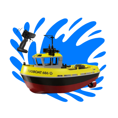 Ferngesteuertes Boot ab 6 Jahren | Fischerboot mit Doppelpropeller und langer Akkulaufzeit, Batterieanzeige bei niedrigem Stand | RC Spielzeug für Kinder