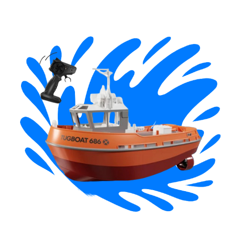 Ferngesteuertes Boot ab 6 Jahren | Fischerboot mit Doppelpropeller und langer Akkulaufzeit, Batterieanzeige bei niedrigem Stand | RC Spielzeug für Kinder