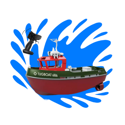 Ferngesteuertes Boot ab 6 Jahren | Fischerboot mit Doppelpropeller und langer Akkulaufzeit, Batterieanzeige bei niedrigem Stand | RC Spielzeug für Kinder