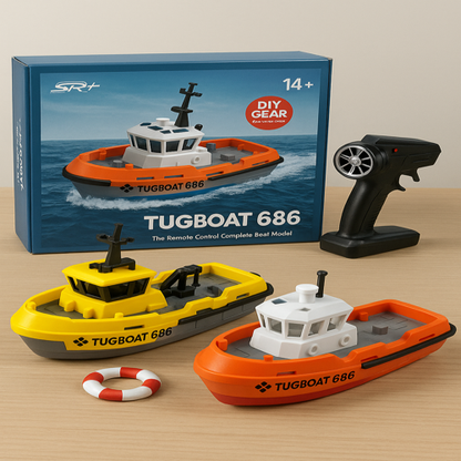 Ferngesteuertes Boot ab 6 Jahren | Fischerboot mit Doppelpropeller und langer Akkulaufzeit, Batterieanzeige bei niedrigem Stand | RC Spielzeug für Kinder